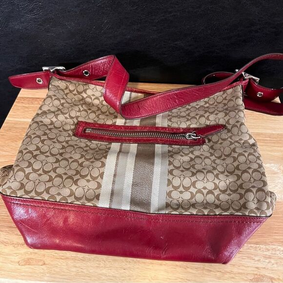 Coach Tan And Red Legacy Shoulder Bag - Picture 12 of 16